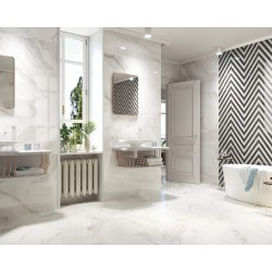 Πλακάκι 1212 Blanco Relieve Decor Porcelanite Dos 40Χ120 Retificatto Γυαλιστερό Μαρμαριζέ